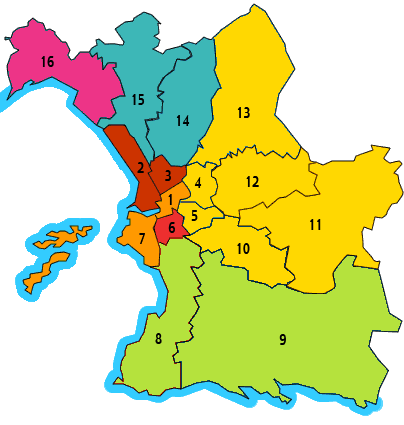 Arrondissements of Marseille France (Districts of Marseille)